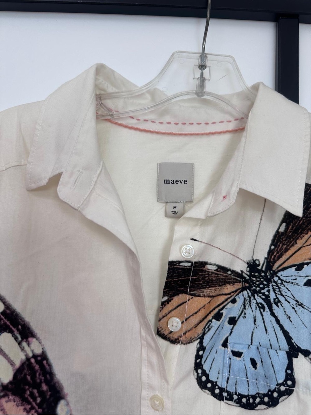 Maeve White Butterfly-Print Long Swim Coverup Shirt - Picture 4 of 6